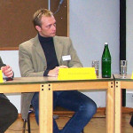 Fachtagung Januar 2006: „Auslaufmodell Bildungshaus?“ Podium: Christian Linker (BDKJ Vorstand Köln), Christian Lindner (FDP, MdL NRW). Valeria Aebert
